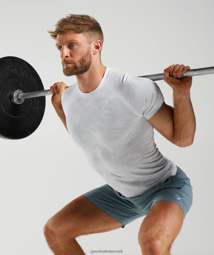 Mænd Gymshark geo sømløs t-shirt N4ZDDN742 hvid/lys grå
