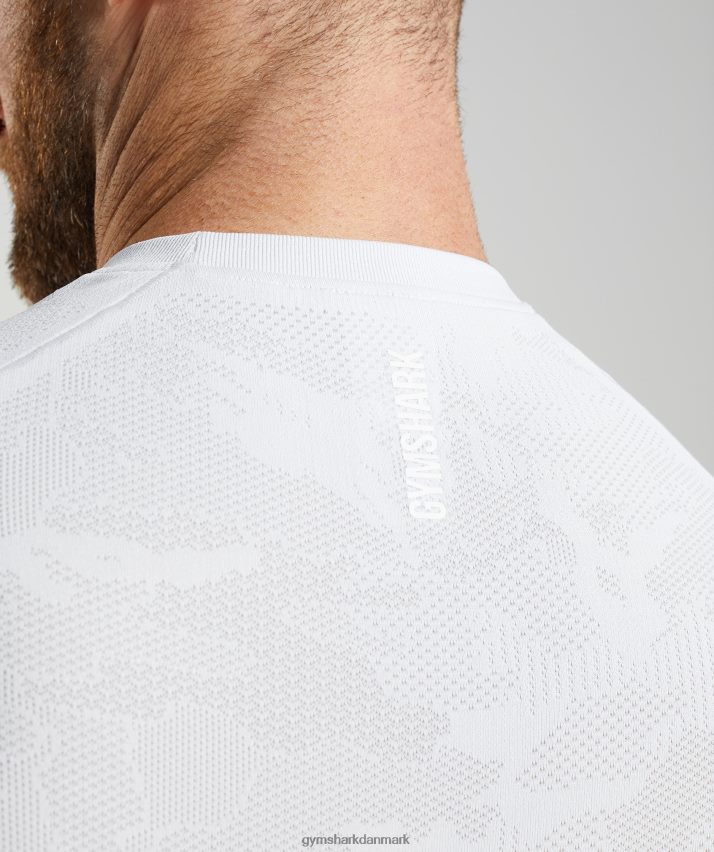 Mænd Gymshark geo sømløs t-shirt N4ZDDN742 hvid/lys grå