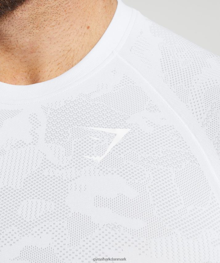 Mænd Gymshark geo sømløs t-shirt N4ZDDN742 hvid/lys grå
