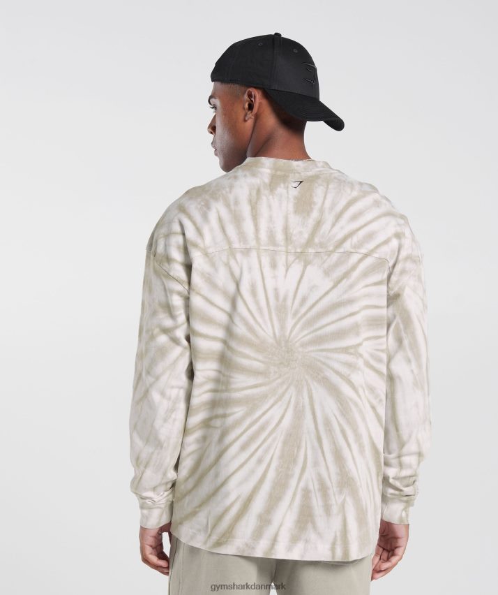 Mænd Gymshark hviledag langærmet t-shirt N4ZDDN570 hvid/svampebrun/spiral optisk vask
