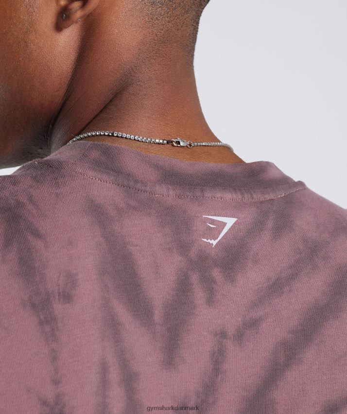 Mænd Gymshark hviledag langærmet t-shirt N4ZDDN771 støvet rødbrun/silhouette grå/spiral optisk vask