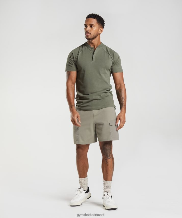 Mænd Gymshark hviledag pendler poloshirt N4ZDDN783 støvet oliven