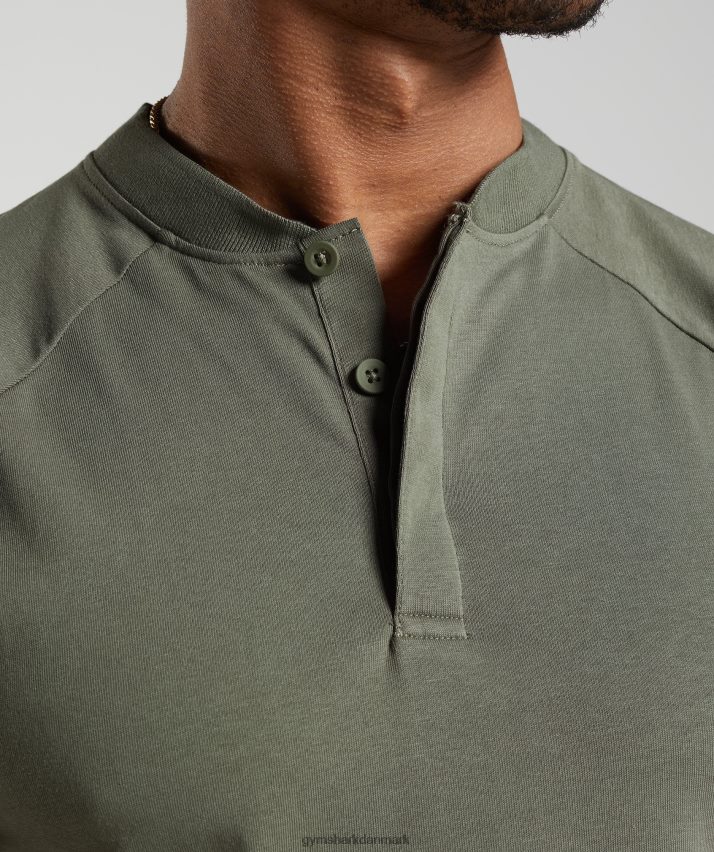 Mænd Gymshark hviledag pendler poloshirt N4ZDDN783 støvet oliven