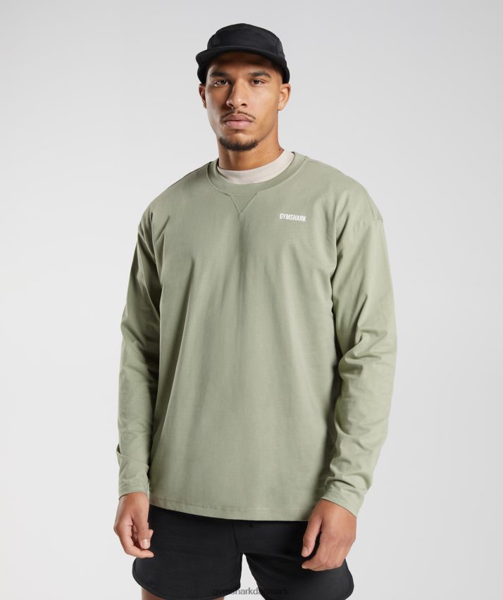 Mænd Gymshark hviledag sweats langærmet t-shirt N4ZDDN760 salvie grøn
