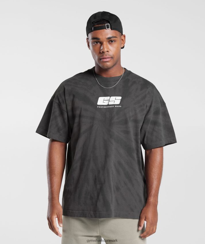 Mænd Gymshark hviledag t-shirt N4ZDDN772 silhouette grå/sort/spiral optisk vask