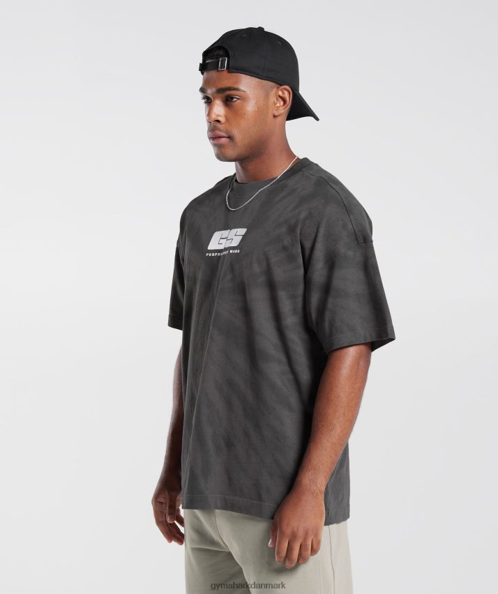 Mænd Gymshark hviledag t-shirt N4ZDDN772 silhouette grå/sort/spiral optisk vask