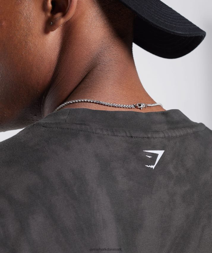 Mænd Gymshark hviledag t-shirt N4ZDDN772 silhouette grå/sort/spiral optisk vask