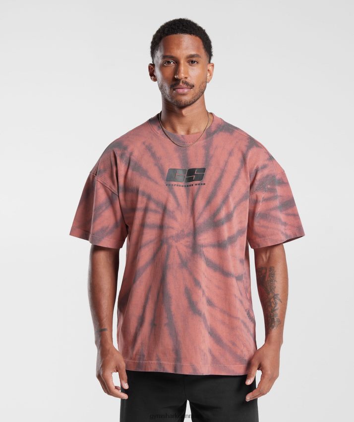 Mænd Gymshark hviledag t-shirt N4ZDDN775 terracotta pink/støvet rødbrun/spiral optisk vask