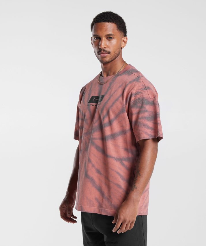 Mænd Gymshark hviledag t-shirt N4ZDDN775 terracotta pink/støvet rødbrun/spiral optisk vask