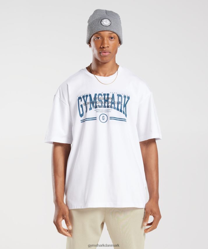 Mænd Gymshark kollegial oversized t-shirt N4ZDDN773 hvid