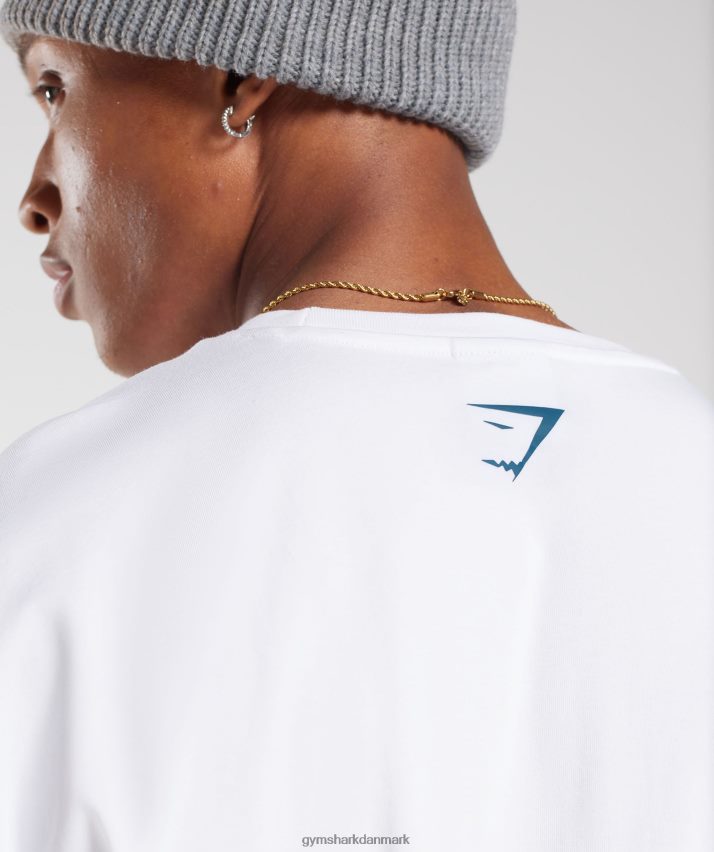 Mænd Gymshark kollegial oversized t-shirt N4ZDDN773 hvid