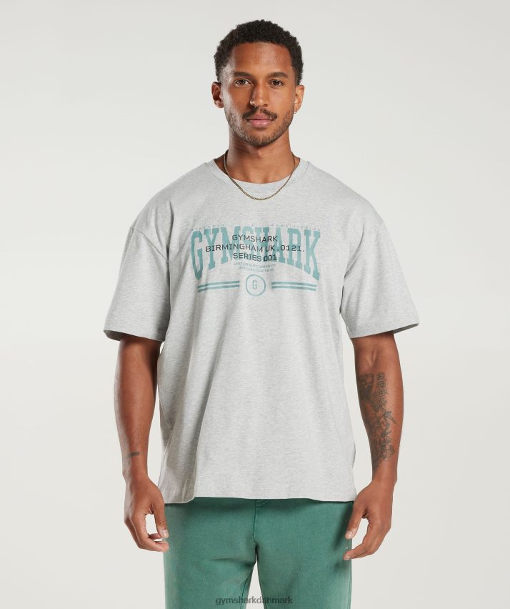 Mænd Gymshark kollegial oversized t-shirt N4ZDDN776 lysegrå kernemergel