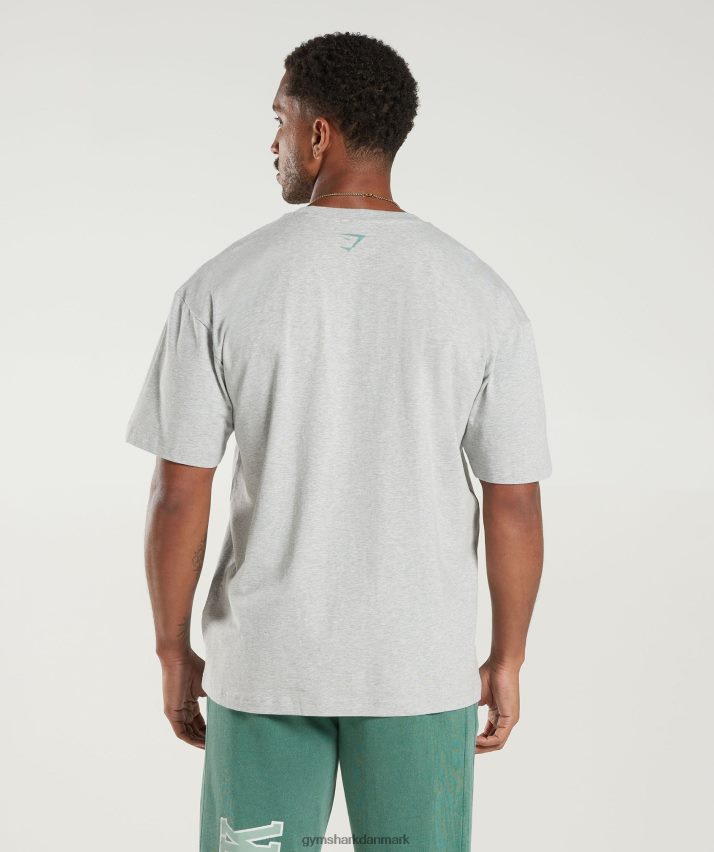 Mænd Gymshark kollegial oversized t-shirt N4ZDDN776 lysegrå kernemergel