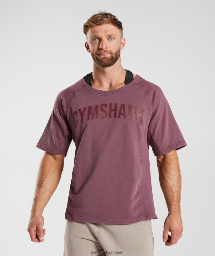 Mænd Gymshark kraftvasket kludetop N4ZDDN617 kirsebær brun