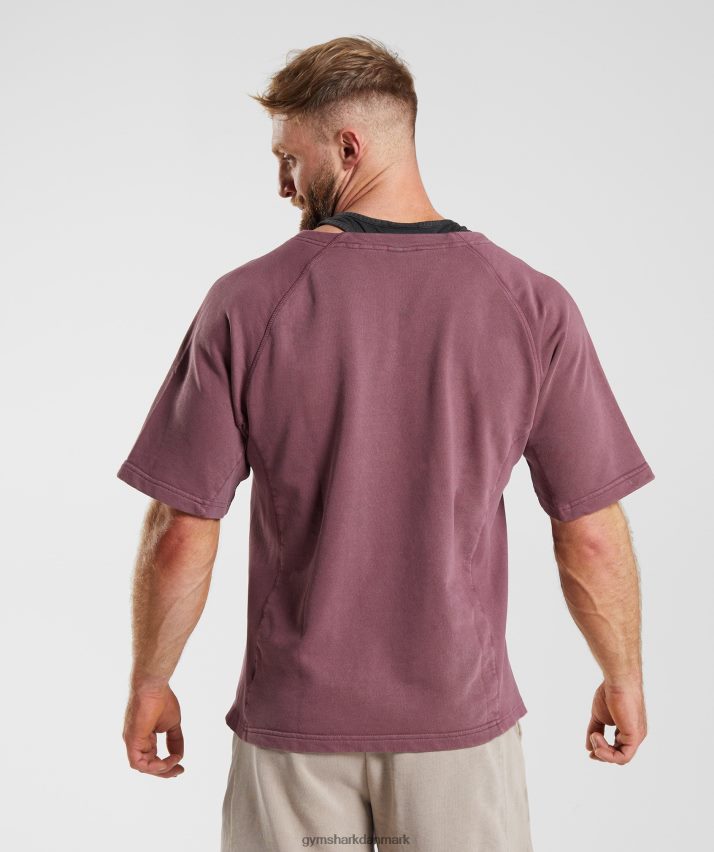 Mænd Gymshark kraftvasket kludetop N4ZDDN617 kirsebær brun
