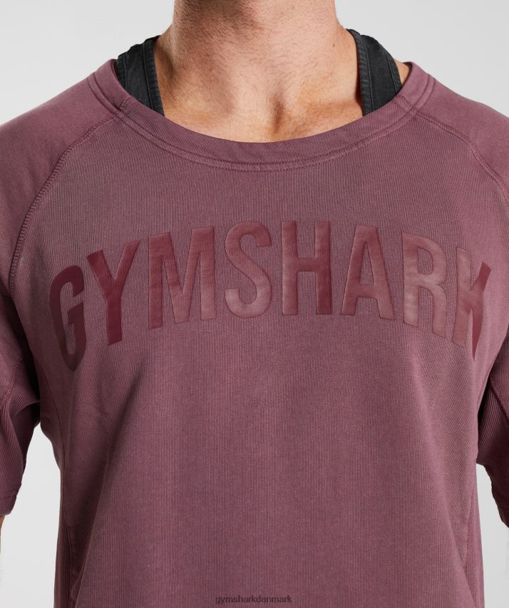 Mænd Gymshark kraftvasket kludetop N4ZDDN617 kirsebær brun