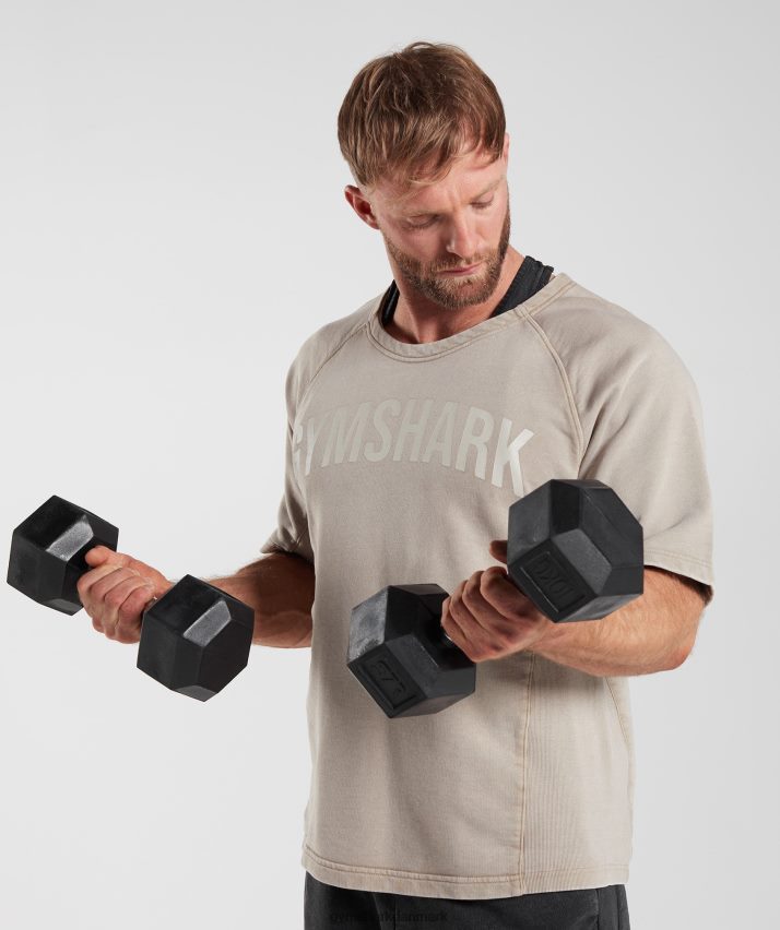 Mænd Gymshark kraftvasket kludetop N4ZDDN641 cement brun