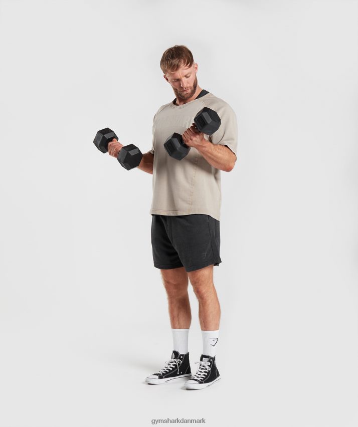 Mænd Gymshark kraftvasket kludetop N4ZDDN641 cement brun