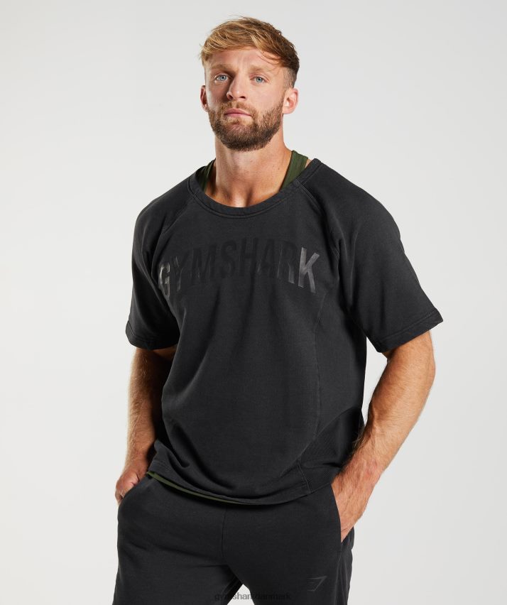 Mænd Gymshark kraftvasket kludetop N4ZDDN659 sort