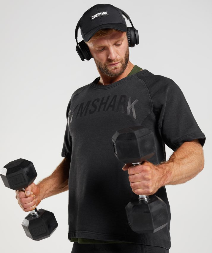 Mænd Gymshark kraftvasket kludetop N4ZDDN659 sort