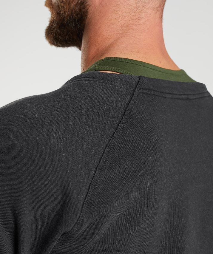 Mænd Gymshark kraftvasket kludetop N4ZDDN659 sort
