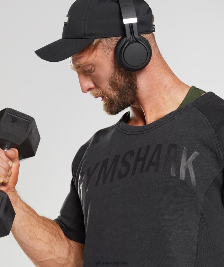 Mænd Gymshark kraftvasket kludetop N4ZDDN659 sort