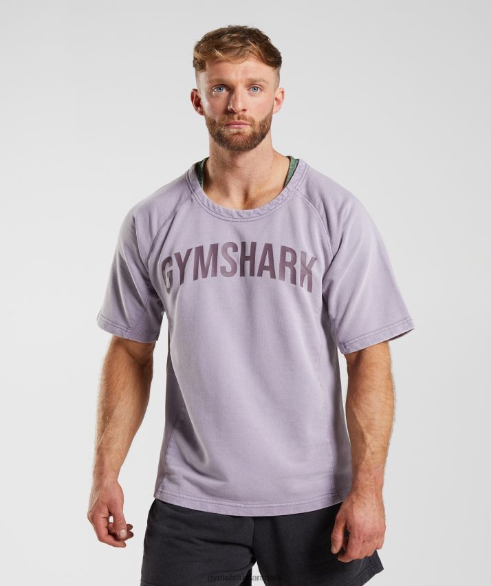 Mænd Gymshark kraftvasket kludetop N4ZDDN723 skraveret lilla
