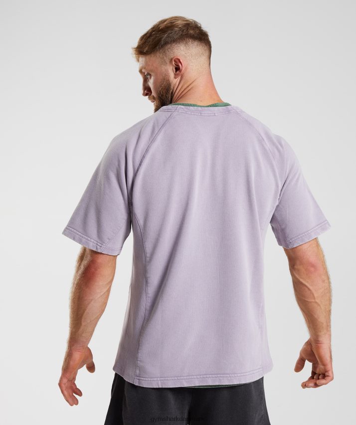 Mænd Gymshark kraftvasket kludetop N4ZDDN723 skraveret lilla