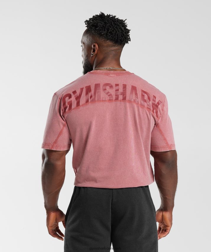 Mænd Gymshark kraftvasket t-shirt N4ZDDN664 soltørret rød
