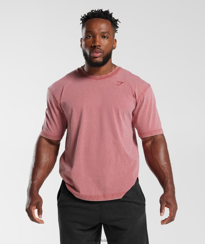 Mænd Gymshark kraftvasket t-shirt N4ZDDN664 soltørret rød