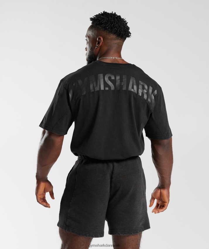 Mænd Gymshark kraftvasket t-shirt N4ZDDN678 sort