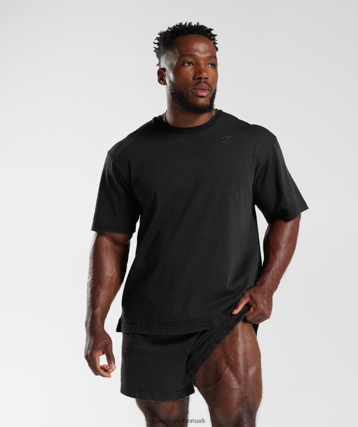 Mænd Gymshark kraftvasket t-shirt N4ZDDN678 sort