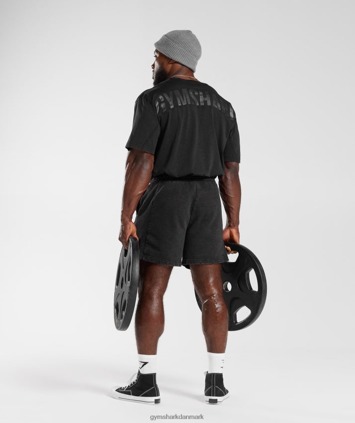 Mænd Gymshark kraftvasket t-shirt N4ZDDN678 sort