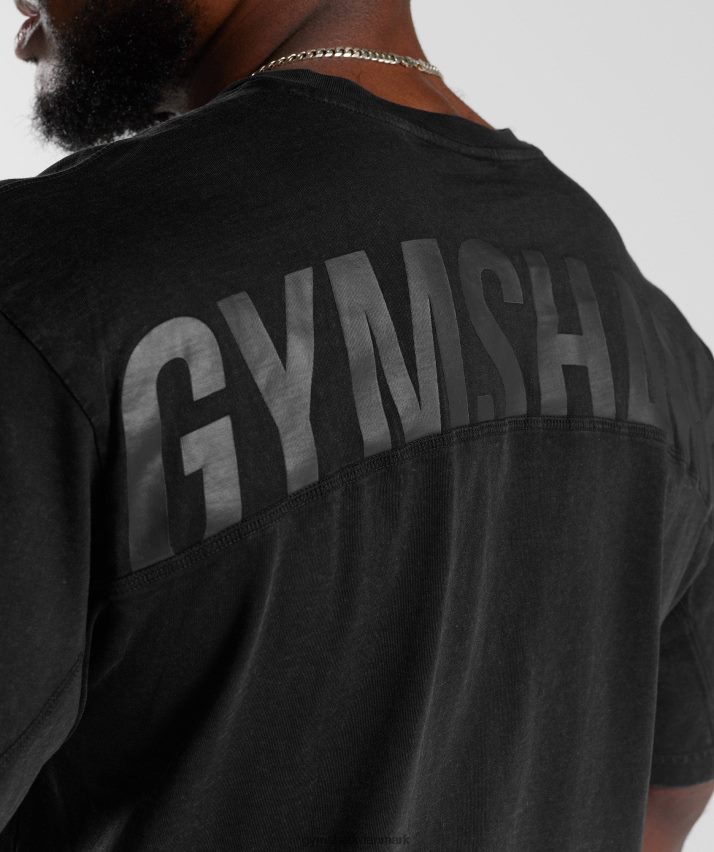 Mænd Gymshark kraftvasket t-shirt N4ZDDN678 sort
