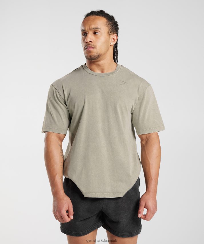 Mænd Gymshark kraftvasket t-shirt N4ZDDN689 ecru brun