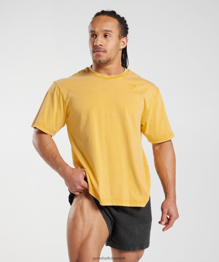 Mænd Gymshark kraftvasket t-shirt N4ZDDN694 solrig gul