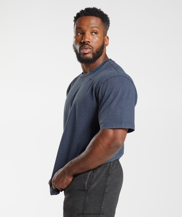 Mænd Gymshark kraftvasket t-shirt N4ZDDN713 aften blå