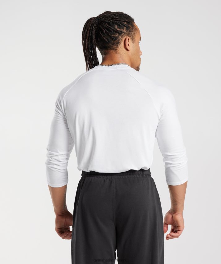 Mænd Gymshark ældre henley top N4ZDDN655 hvid