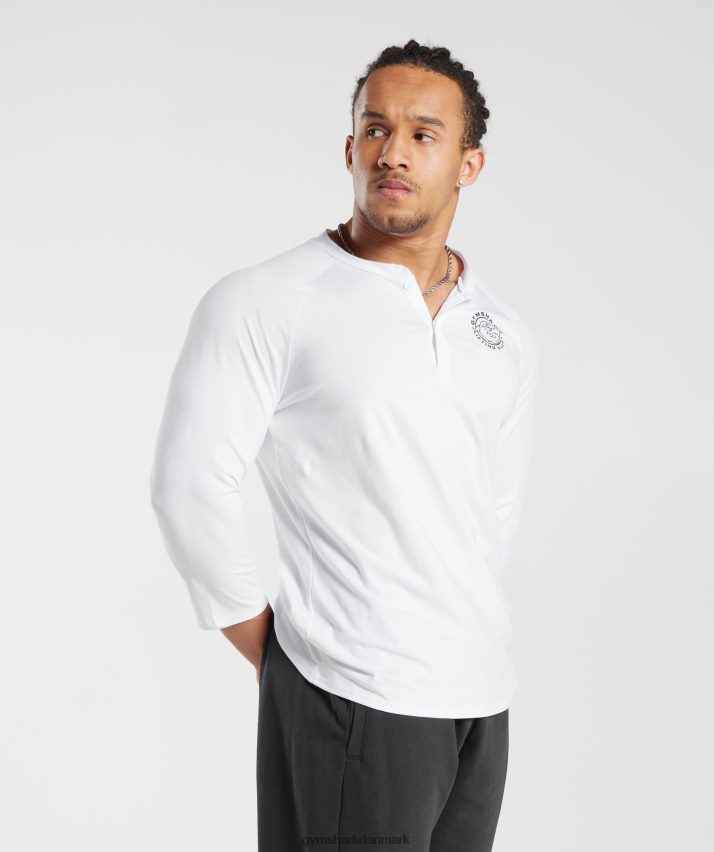 Mænd Gymshark ældre henley top N4ZDDN655 hvid