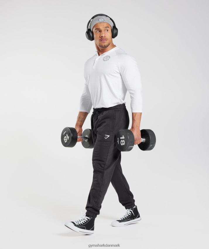 Mænd Gymshark ældre henley top N4ZDDN655 hvid