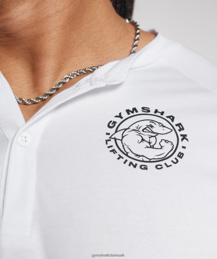 Mænd Gymshark ældre henley top N4ZDDN655 hvid