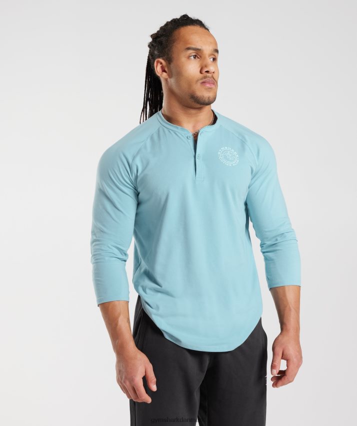 Mænd Gymshark ældre henley top N4ZDDN749 isbjerg blå