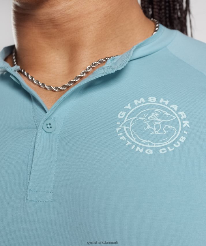 Mænd Gymshark ældre henley top N4ZDDN749 isbjerg blå