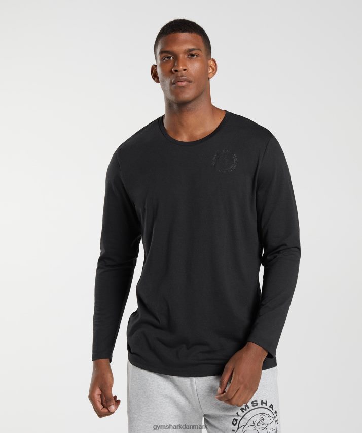 Mænd Gymshark ældre langærmet t-shirt N4ZDDN600 sort
