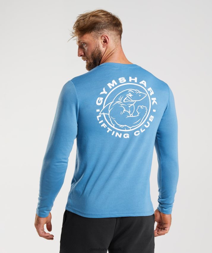 Mænd Gymshark ældre langærmet t-shirt N4ZDDN675 kystblå