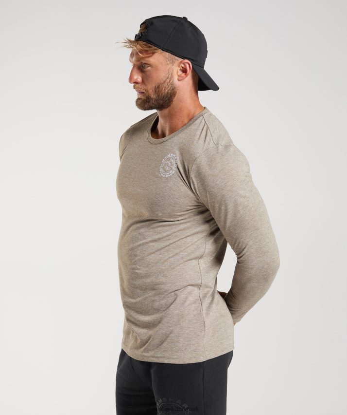 Mænd Gymshark ældre langærmet t-shirt N4ZDDN751 kalkstensmergel