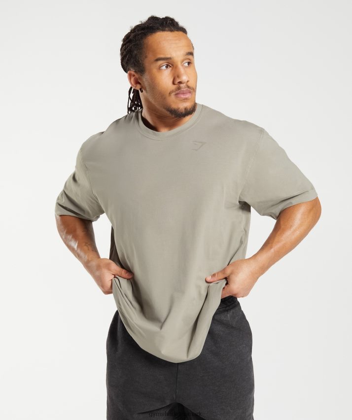 Mænd Gymshark power t-shirt N4ZDDN576 ecru brun