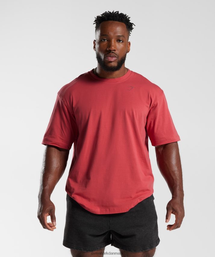 Mænd Gymshark power t-shirt N4ZDDN602 soltørret rød