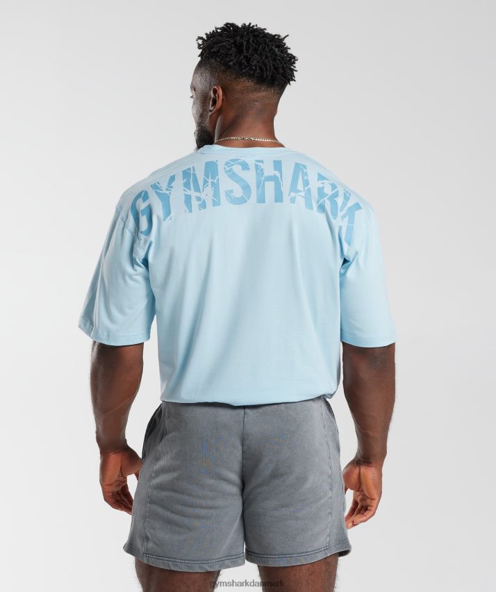 Mænd Gymshark power t-shirt N4ZDDN648 skyline blå