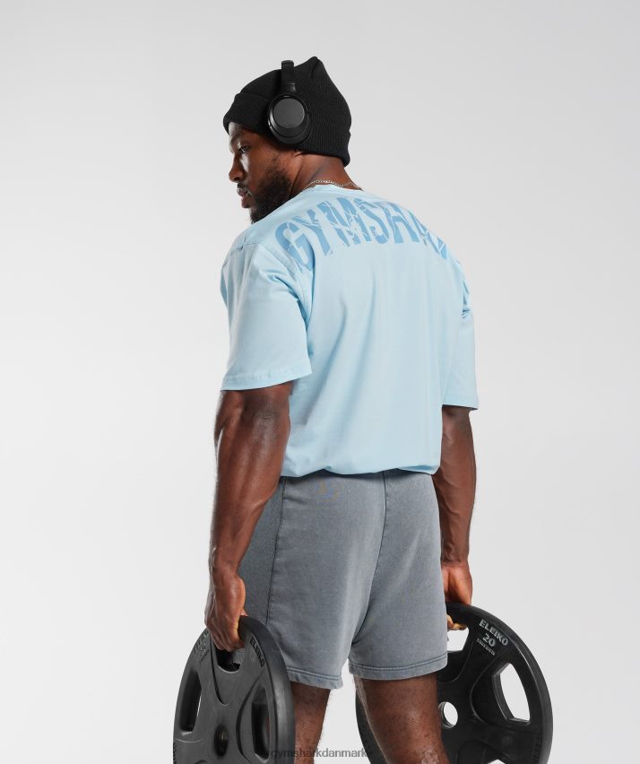 Mænd Gymshark power t-shirt N4ZDDN648 skyline blå